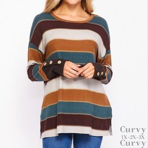 Brown striped Long sleeve- HoneyMe